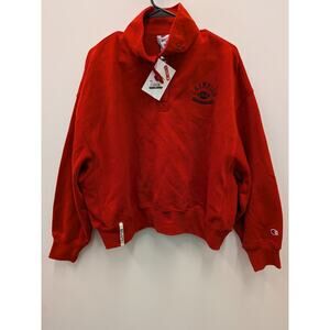 Champion Red Quarter Snap Pullover Sweatshirt Women’s Size XL Oversized